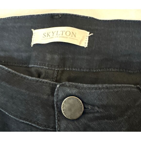 Women Skylton Black Label Jeans Size 34 Distressed Stretch Dark Wash - Picture 4 of 7